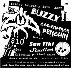 ZUD with Buzzy & God Emperor Penguin at Sun Tiki Studios @ Sun Tiki Studios | Portland | Maine | United States