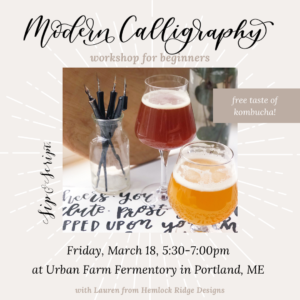 Calligraphy and Kombucha at Urban Farm Fermentory @ Urban Farm Fermentory | Portland | Maine | United States