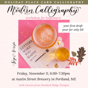 Place Cards & Pints: Modern Calligraphy at Austin Street Brewery @ Austin Street Brewery | Portland | Maine | United States