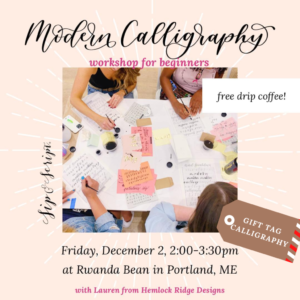 Holiday Gift Tag Calligraphy at Rwanda Bean Roastery @ Rosemont Market & Wine Bar | Portland | Maine | United States