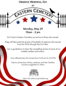 Memorial Day Cemetery Tour with Spirits Alive @ Eastern Cemetery | Portland | Maine | United States