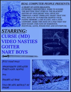 Curse, Video Nasties, Goiter, Nart Boys at the Apohadion Theater @ The Apohadion Theater | Portland | Maine | United States